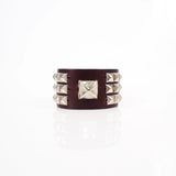 Brown Pleather Stud Wrist Cuff