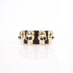 Black Leather Skull Cuff