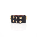 Black Leather Skull Cuff