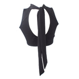 Black High Neck Crop