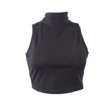 Black High Neck Crop