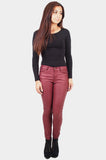 Burgundy Low waist Hot Wax Jeans