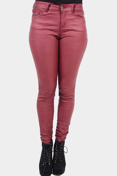 Burgundy Low waist Hot Wax Jeans